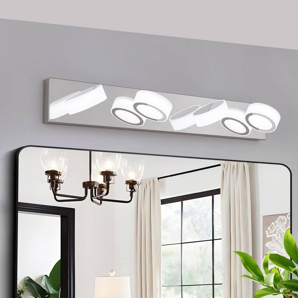 29 in. 4-Light Brushed Chrome LED Vanity Light Bar with Acrylic Light Shades Energy Efficient Bathroom Wall Sconce price history on PriceWatchPro
