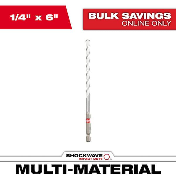 Milwaukee 1/4 in. x 4 in. x 6 in. SHOCKWAVE Carbide Multi-Material Drill Bit