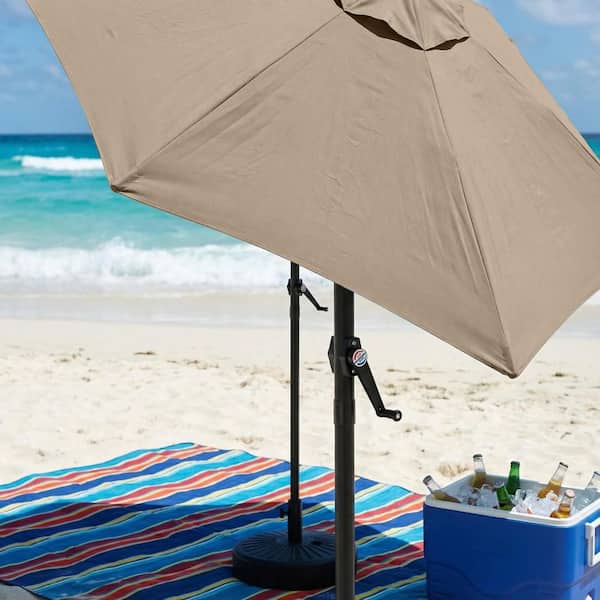 beach patio umbrella steel ribs NWB Round Balcony Garden Parasol, Steel, Height Adjustable, with 3 Ribs, Water and Sun Protection, Without Base, Garden Umbrella for Backyard Balcony (Color : Colored) : Patio It needs to be equipped with a base Garvee 9 ft Fringe Patio
