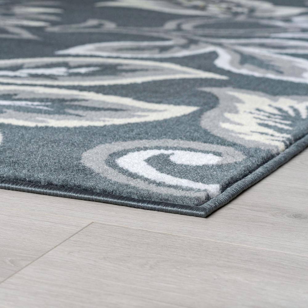 Dark Gray Floral Synthetic 8' x 10' Rectangular Area Rug