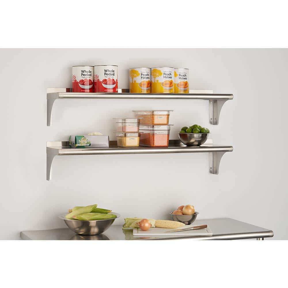 48" Stainless Steel Wall Shelf with Rounded Edge, 2-Pack