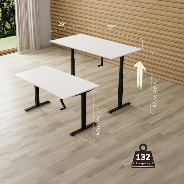 Mount-It 59 in. White Rectangular Manual Height Adjustable