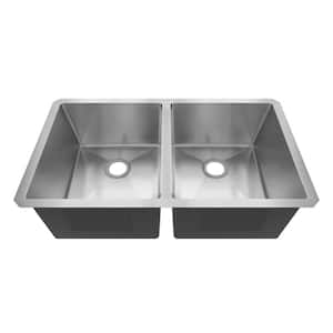 32 in. Undermount Double Bowl 16 Sink-Gauge 304 Stainless Steel Kitchen Sink