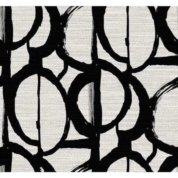 Seabrook Designs 60.75 sq. ft. Metallic Cream and Onyx Pendelton Abstract Nonwoven Paper Unpasted Wallpaper Roll