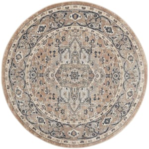 Concerto Beige/Gray Center Medallion Traditional Round Area Rug