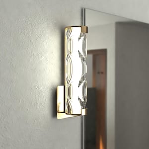 Marseille 4.75 in. W 1-Light Natural Brass LED Bathroom Vanity Fixture Clear Glass