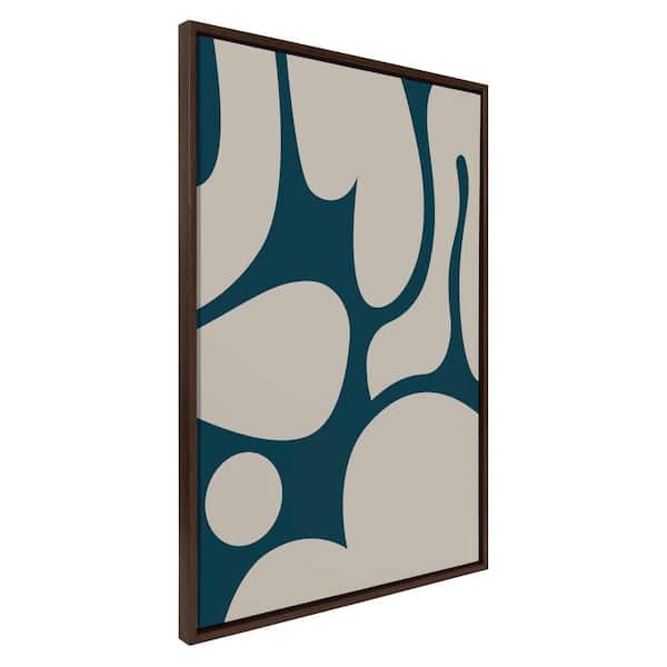 Kate and Laurel Sylvie Groovy Happy Abstract Dark Green Teal and Tan by The Creative Bunch Studio Framed Art Print 28 in. x 38 in.
