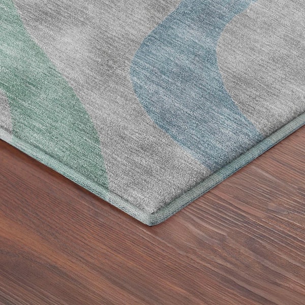 Mayfield Premium Machine Washable Abstract AMF2394 Gray 9 ft. x 12 ft. Area Rug