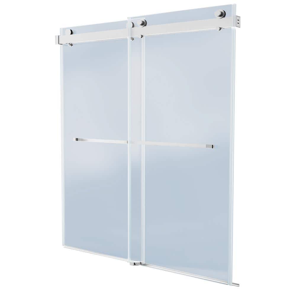 72 in. W x 76 in. H Frameless Double Sliding Soft-Close Shower Door in Blac