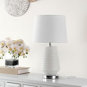 Stark 20 .5 in. White Table Lamp with USB Port