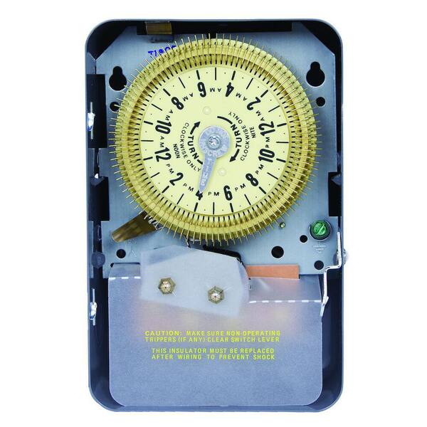 T1900 Series 20 Amp 24-Hour Mechanical Time Switch with Steel Indoor Enclosure - Gray