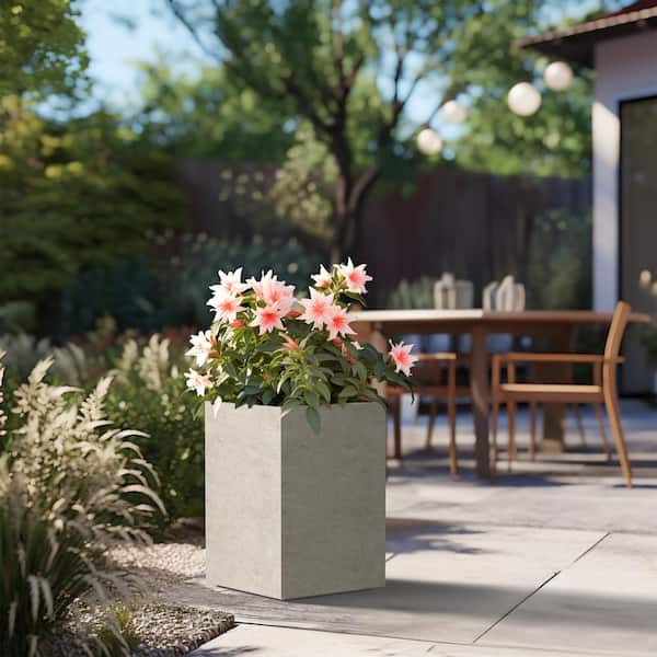Sapcrete Modern 19 in. High Large Tall Elongated Square Light Gray Outdoor Cement Planter Plant Pots