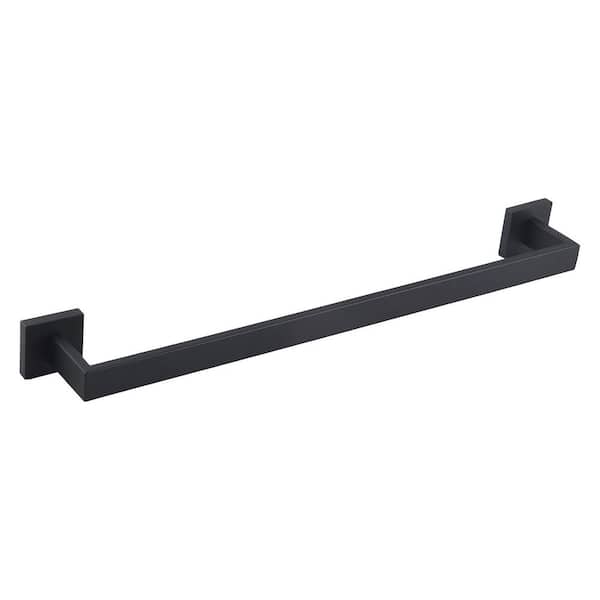 24 in. Contemporary Style Wall Mounted Bathroom Towel Bar Bath Towel Rack Bath Holder Accessories Hanger in Matte Black