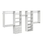 120 in. W - 144 in. W White Wood Classic Closet System