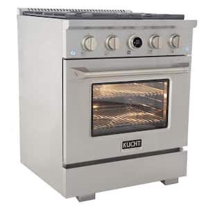 30 in. 4.2 cu. ft. 4-Burners Dual Fuel Range for Natural Gas in Stainless Steel with Horus Digital Dial Thermostat