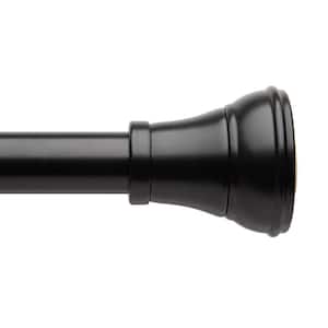72 in. Aluminum Decorative Finial Tension Shower Rod, Black