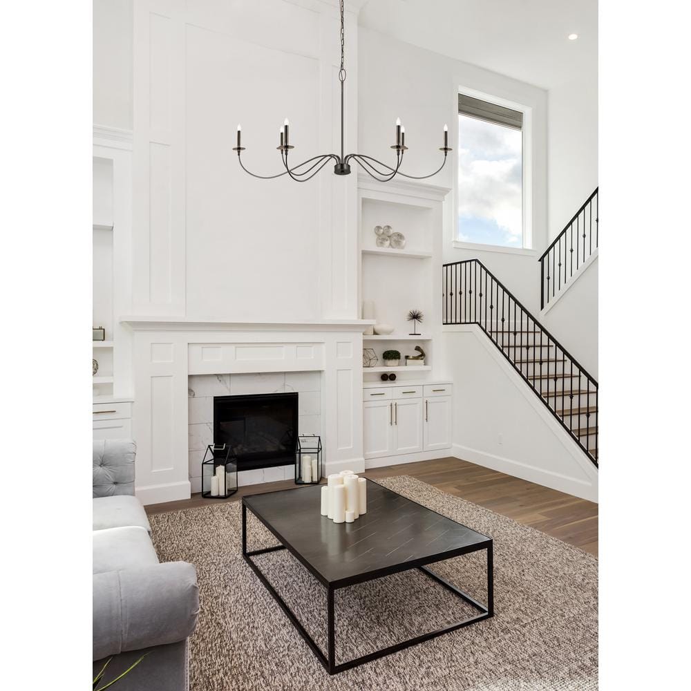 Arrington 63" Plated Bronze 6-Light Chandelier
