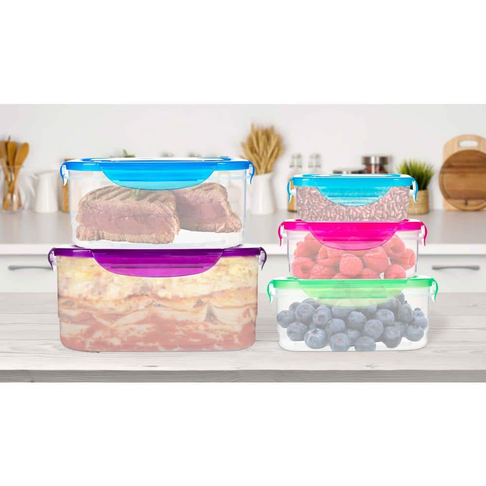 Multicolor BPA-Free Plastic Food Storage Container Set with Locking Lids