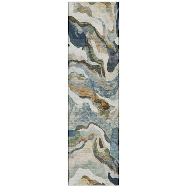 Chantille Machine Washable Indoor/Outdoor Abstract ACN2162 Denim 2 ft. 3 in. x 7 ft. 6 in. Runner Rug
