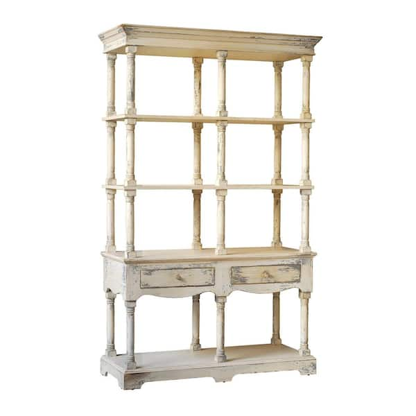 A & B Home 81.5 in. White Wood 4-shelf Accent Bookcase with Open Back