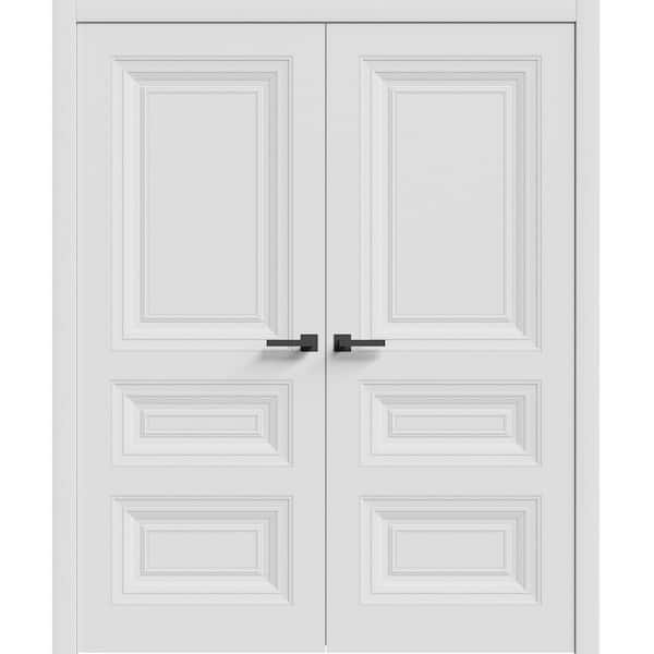 7233 56 in. x 80 in. Sold Core White Color Wood Interior Door Kit with Quick Assemble Jamb