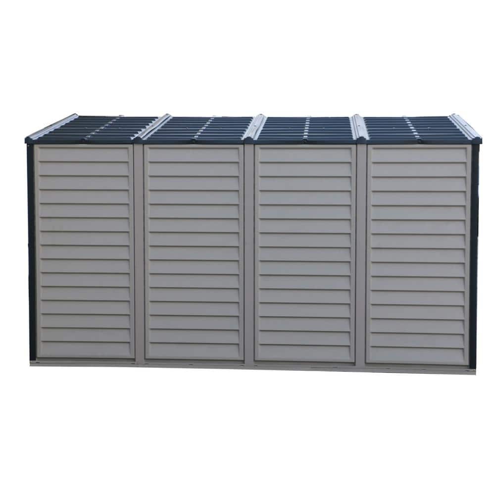 Durable Gray Vinyl Lean-To Storage Shed with Shelving Kit