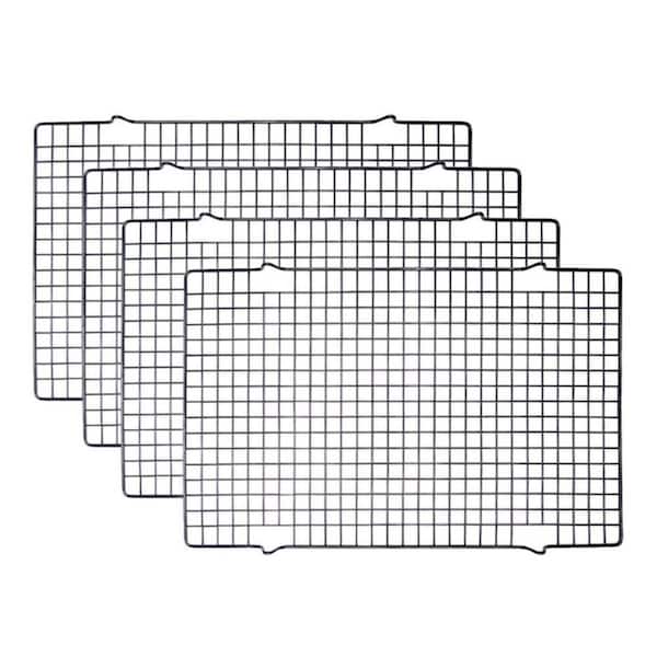 Black 16 in. x 10 in. Wire Cooking Rack, Baking Rack, Nonstick Cooling Rack (4-Pack)
