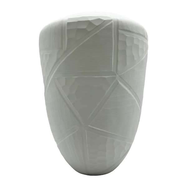 11" White Decorative Linear Urn Vase