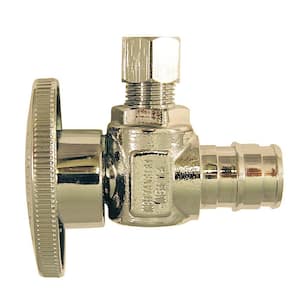 1/2 in. Chrome-Plated Brass PEX-A Expansion Barb x 1/4 in. Compression Quarter-Turn Angle Stop Valve