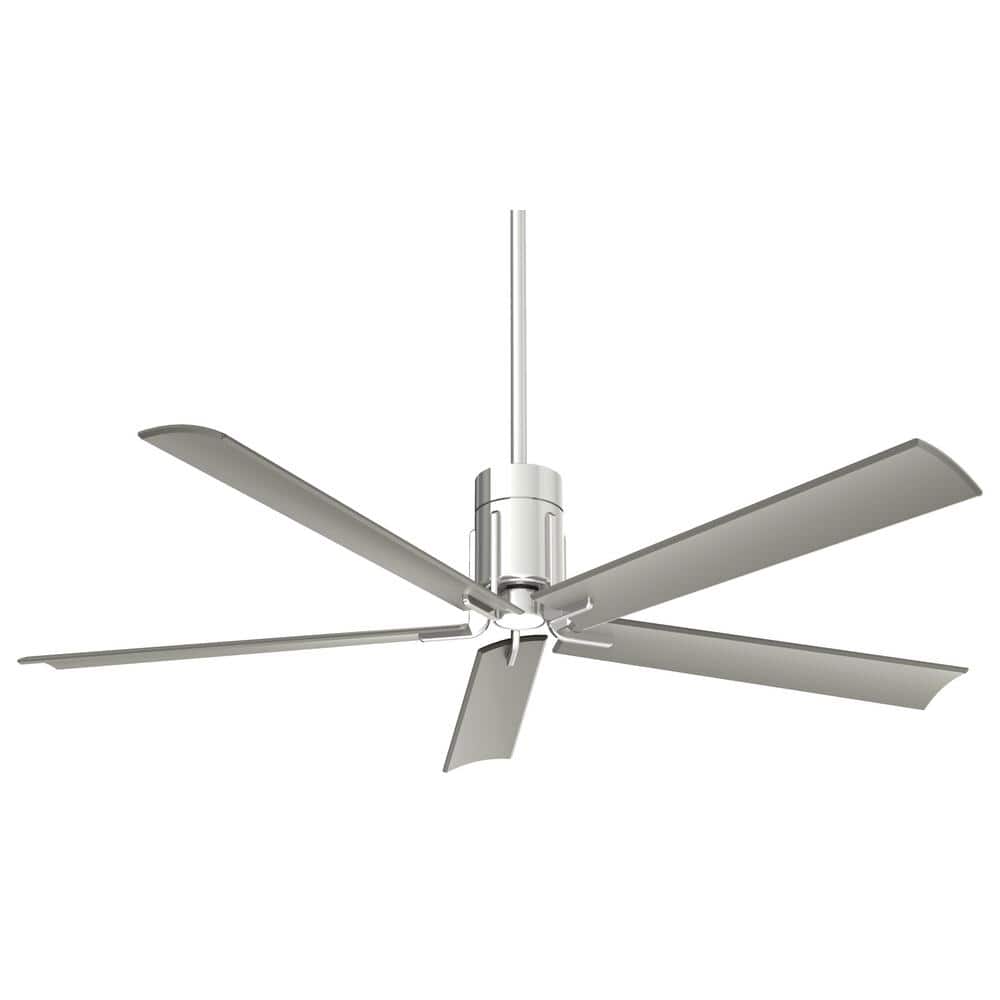 Sleek Polished Nickel 60" LED Ceiling Fan with Remote and Etched Glass