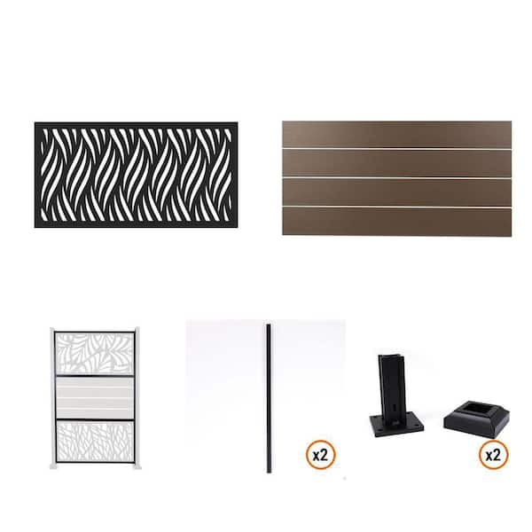 Wicker Privacy Screen, Brown, 4-Pack, 5/8 in. Frame, 2 in. x 2 in. x 76 in. Post, Black Flange