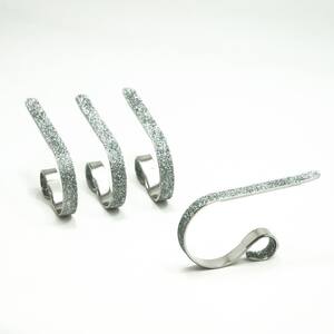 2.5 in. Steel Silver Glitter MantleClip Stocking Holder (4-Pack)