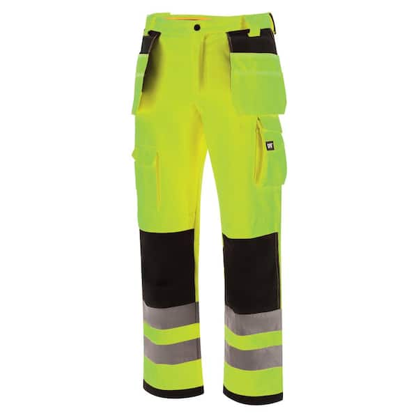 Caterpillar Hi Vis Trademark Men S 32 In W X 36 In L Hi Vis Yellow Polyester Cotton Cargo Work Pant C172ehv f 32 36 The Home Depot