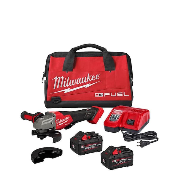 M18 FUEL 18-Volt Lithium-Ion Brushless Cordless 4-1/2 in./6 in. Braking Grinder w/Paddle Switch & Two XC 8.0 Ah Battery