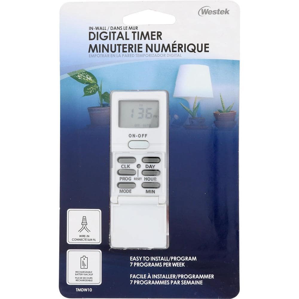White Digital In-Wall Programmable Timer with LCD Display