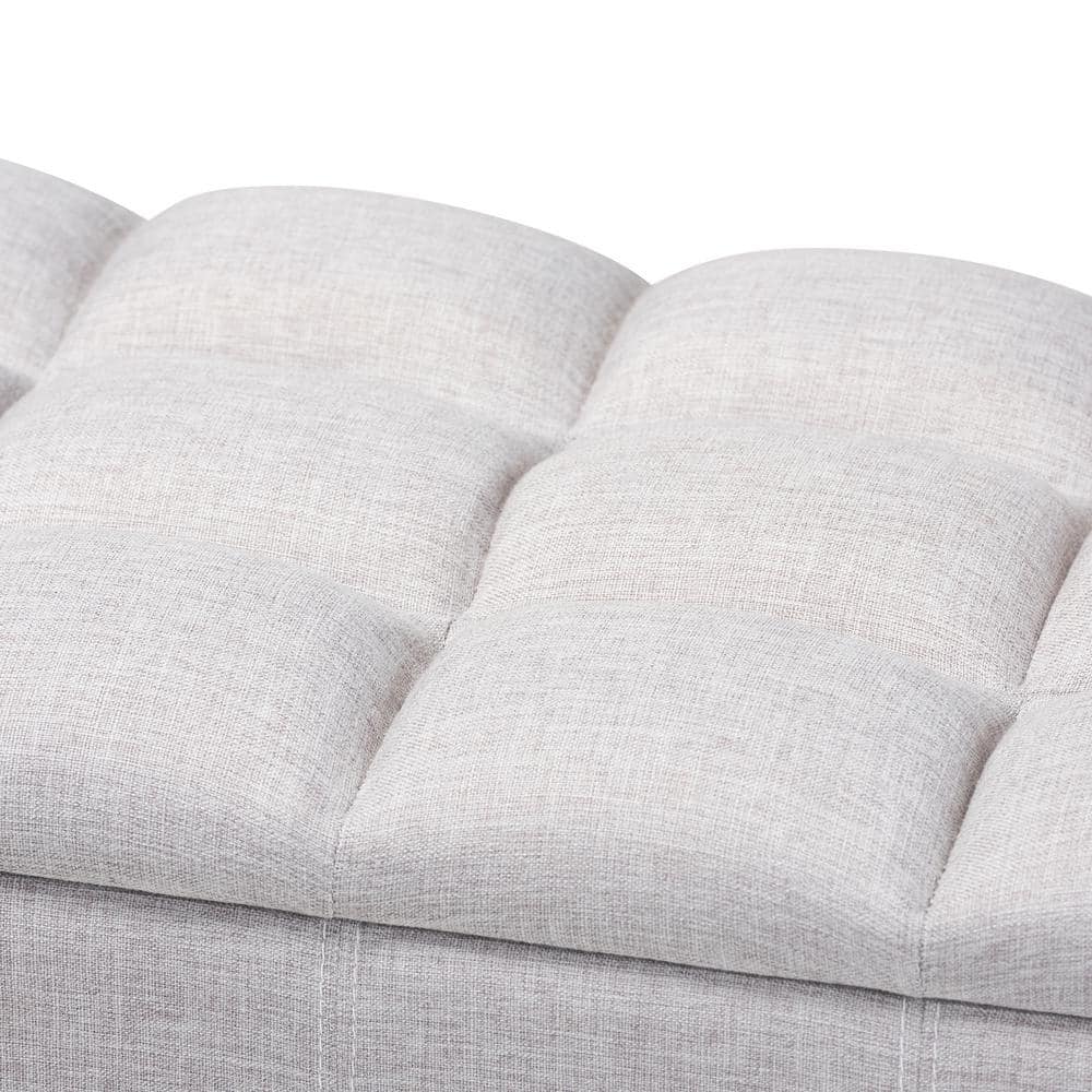 Brette 48'' Grayish Beige Tufted Fabric Storage Ottoman