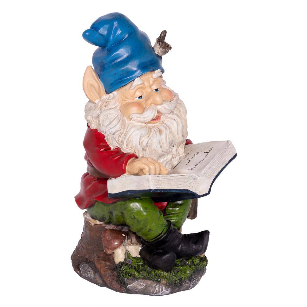 Colorful Resin Garden Gnome Reading Book Statue