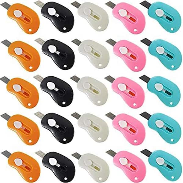 Unbranded Mini Retractable Utility Knife Box Cutter Letter Opener 25PCS Random Color Plastic Steel Auto-Retractable Blade