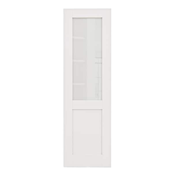ARK DESIGN 24 in. x 80 in. White Primed 1/2 Lite Frosted Glass door slab for Pocket Door, Standard Door without Pocket Door Frame
