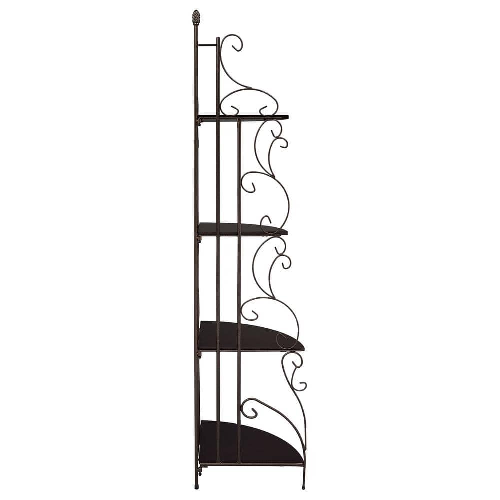 Cappuccino and Copper 4-Shelf Corner Bookcase
