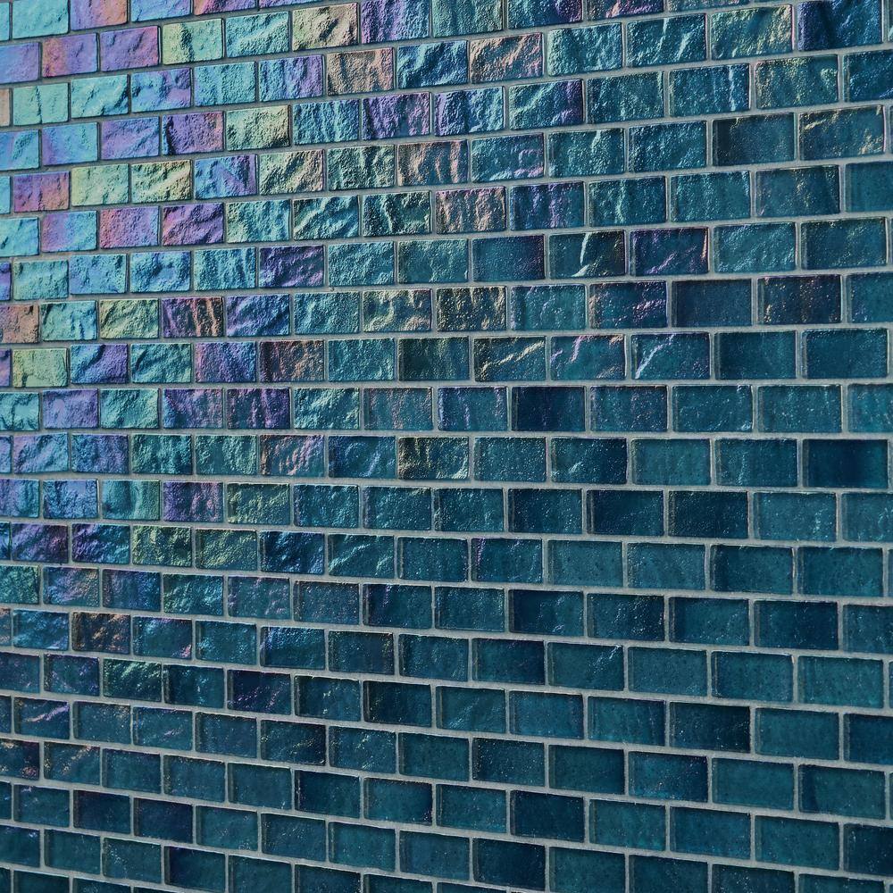 Shallows Blue Iridescent Glass Mosaic Wall Tile