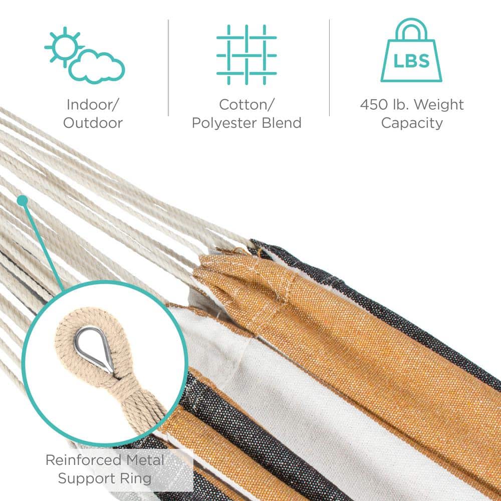 Desert Stripes 2-Person Cotton Hammock with Steel Stand