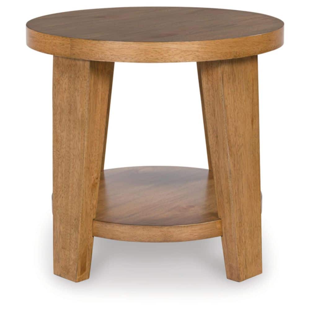 Kristiland 26" Round Brown Mango Wood End Table