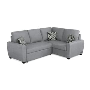 Bali 94 in. Round Arm 1-Piece Polyester L-Shaped Sectional Sofa in Light Gray with Armrests