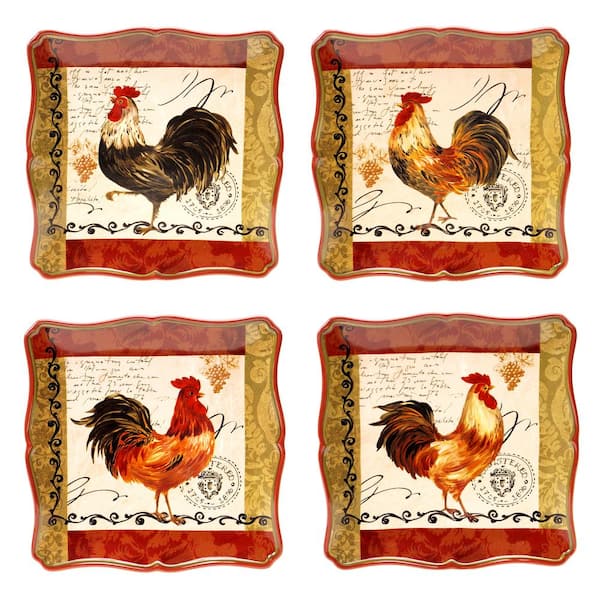 Certified International Tuscan Rooster 10.25 in. Dinner Plate (Set of 4)