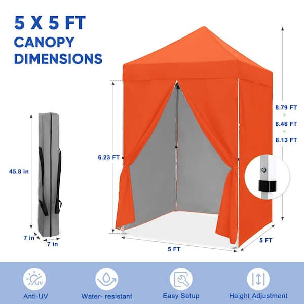 COOS BAY 5 ft. x 5 ft. Orange Instant Canopy Pop Up Tent with 4