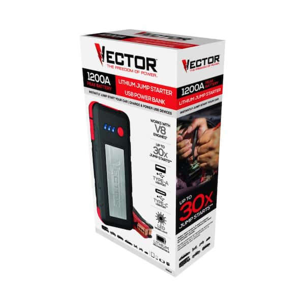 VECTOR 700 Peak Amp Automotive Jump Starter, Portable Power – 10W USB Port,  12V DC Port J312V - The Home Depot