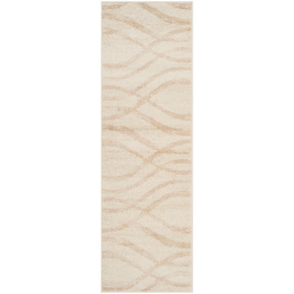 Adirondack Cream/Champagne 3 ft. x 10 ft. Waves Runner Rug
