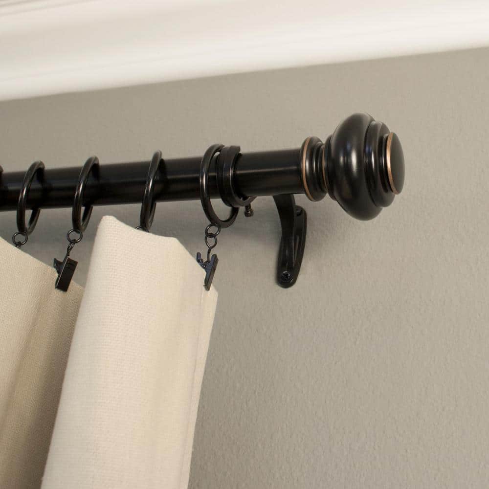 Antique Bronze Adjustable Curtain Rod with Finials, 18-36 Inches
