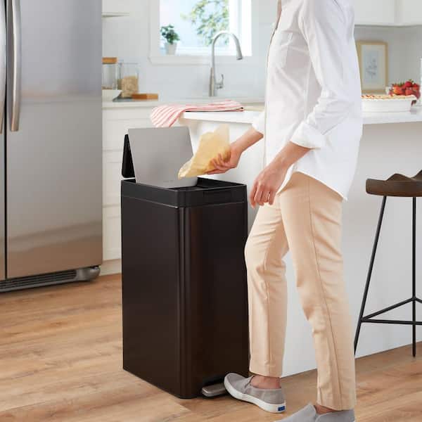 KOHLER 13 Gal. Stainless Steel Slim Step Metal Household Track Can